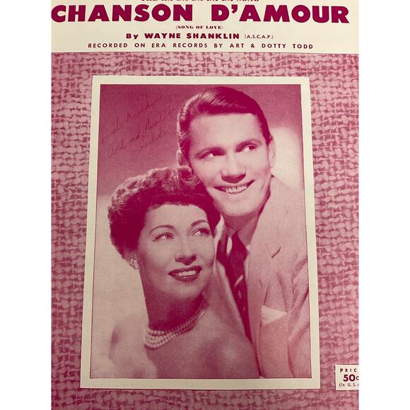 Chanson DAmour Sheet Music 1958 Signed by Art and Dottie Todd Wayne Shanklin - Picture 3 of 6